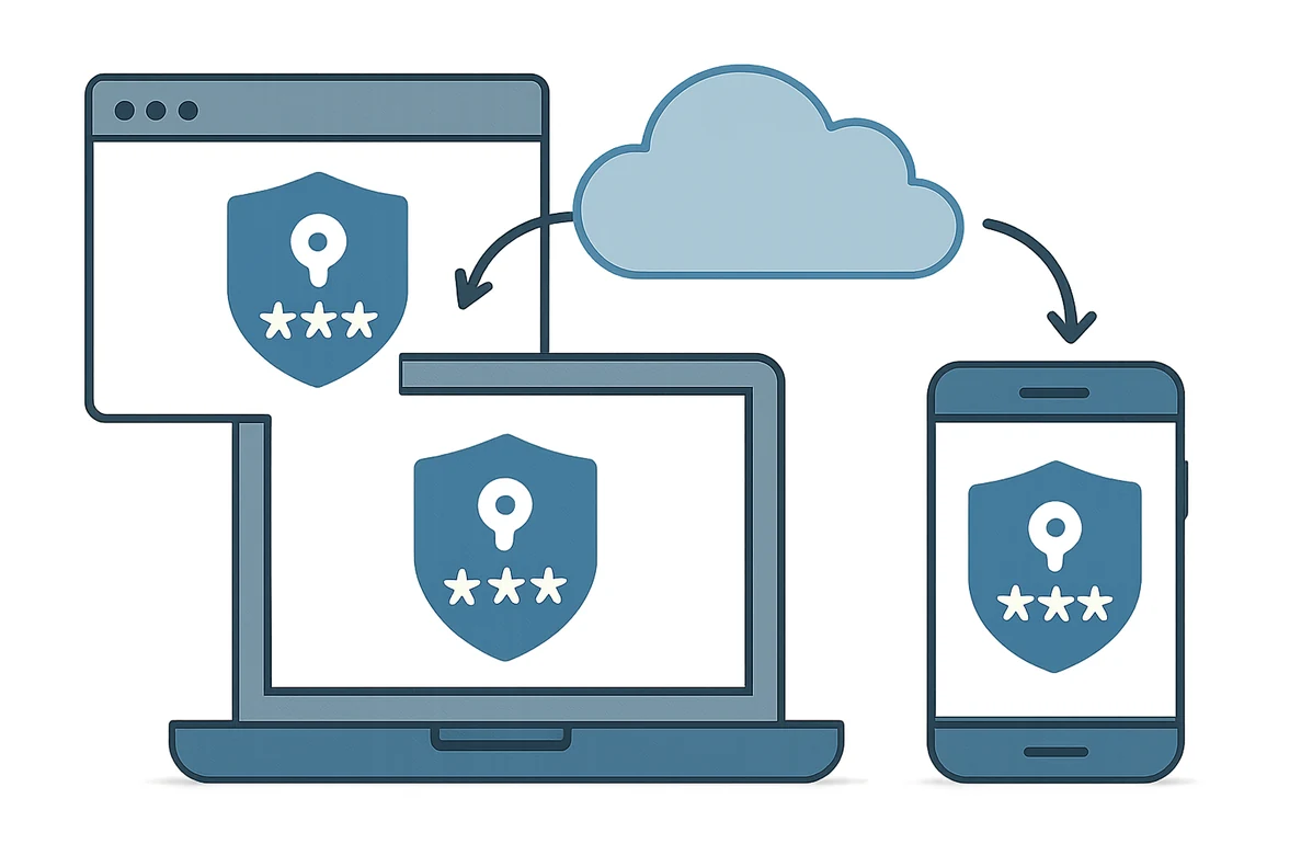 Coffre de mots de passe Bitwarden synchronisé entre ordinateur et smartphone