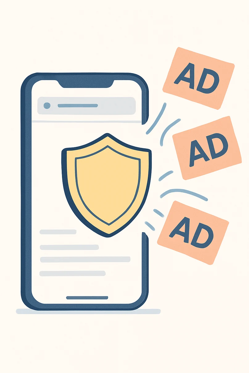 Illustration d'un smartphone Android protégé par un bloqueur de pub